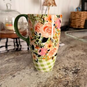 Floral and Gingham Ceramic Mug